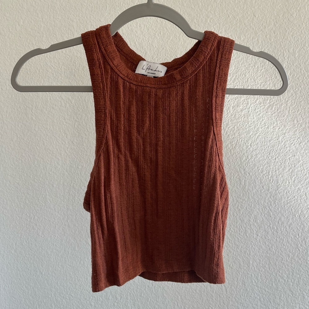 L'ACADEMIE | Crew Neck Ribbed Cropped Tank Top & Shawl Cardigan Set | Size Small - Picture 6 of 8